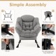 Sherpa upholstered accent chair in gray with ergonomic design, cozy head pillow, and anti-slip foot pads for comfort.